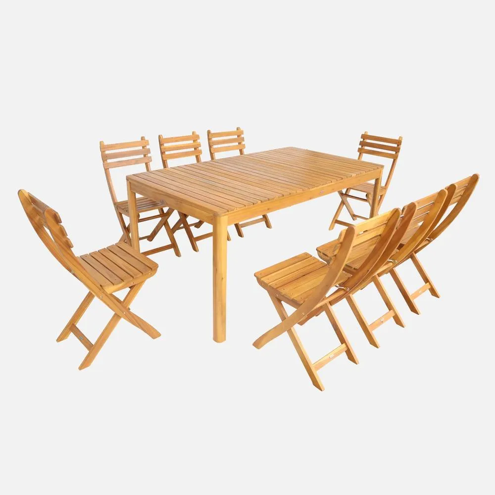 sweeek 8-seater Acacia Wooden Garden Table With Rounded Corners in Light Brown 4