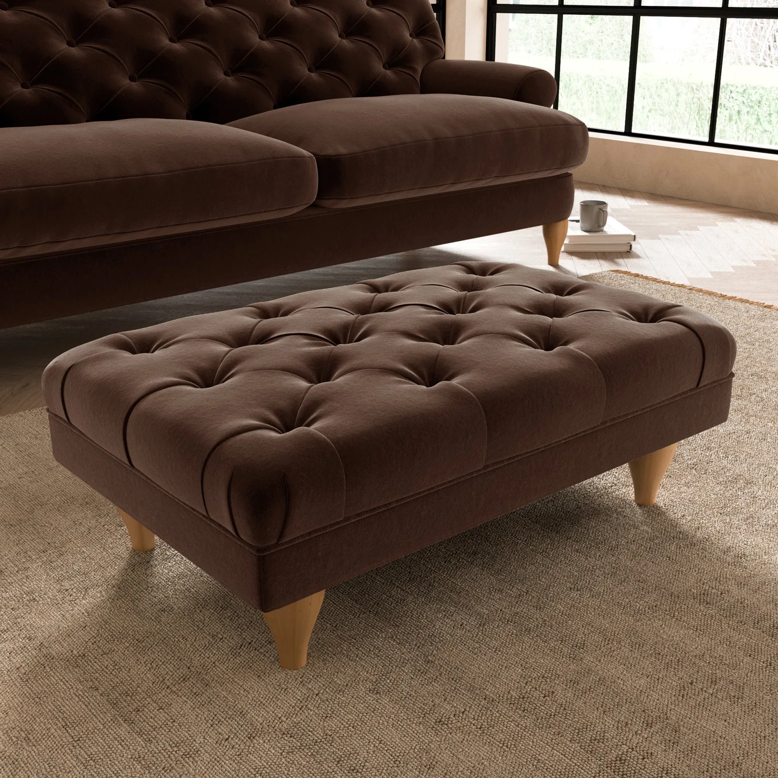 Warwick Luxury Velvet Footstool Luxury Velvet Pinecone
