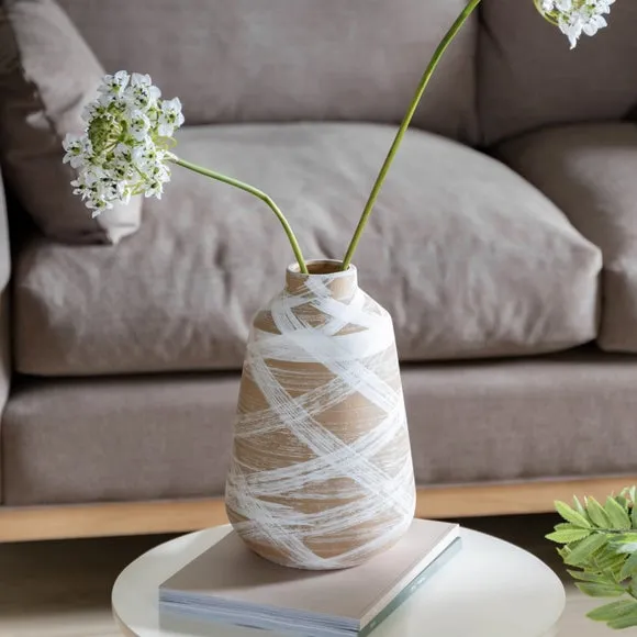 Crossland Grove Bastia Vase Large Reactive Brownwhite 170X170X265Mm, Brown