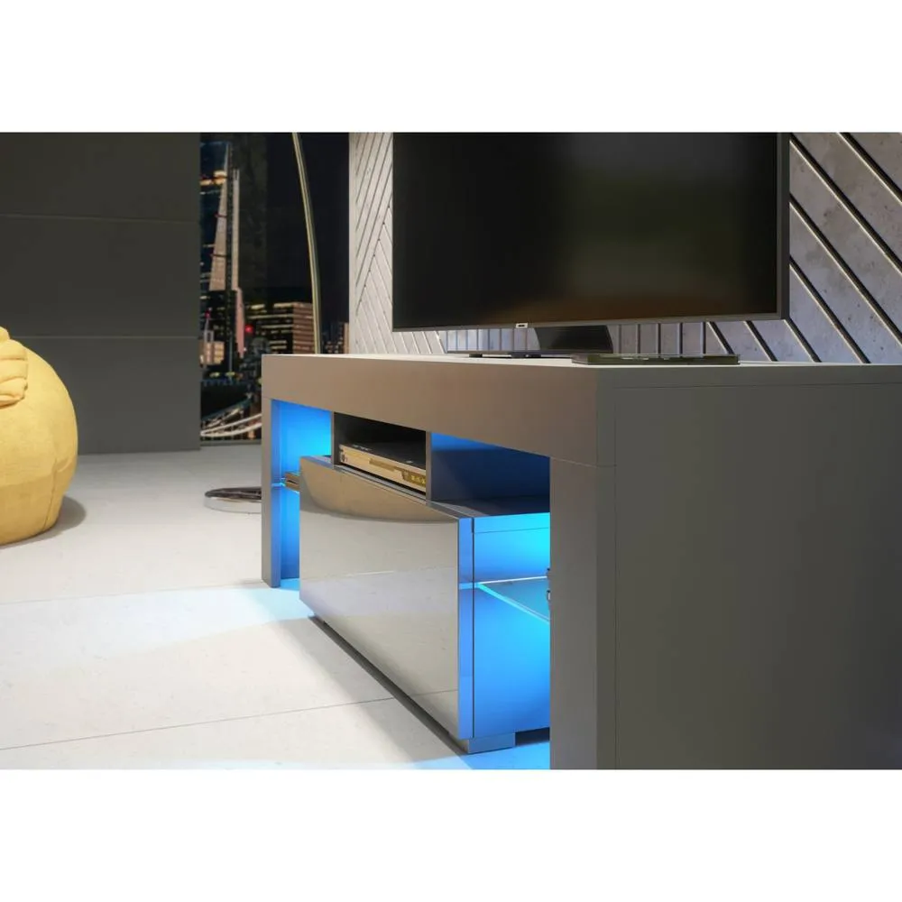 Creative Furniture Floe TV Unit 130cm - Dark Grey with Gloss Doors & LED Lights 5