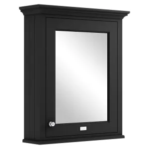Bayswater Matt Black Bathroom Mirror Cabinet - 600mm
