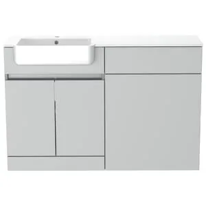 Be Modern Botanica Pearl Grey Left Hand 1260mm Freestanding Vanity & Toilet Pan Unit with Basin Modular Combination 2