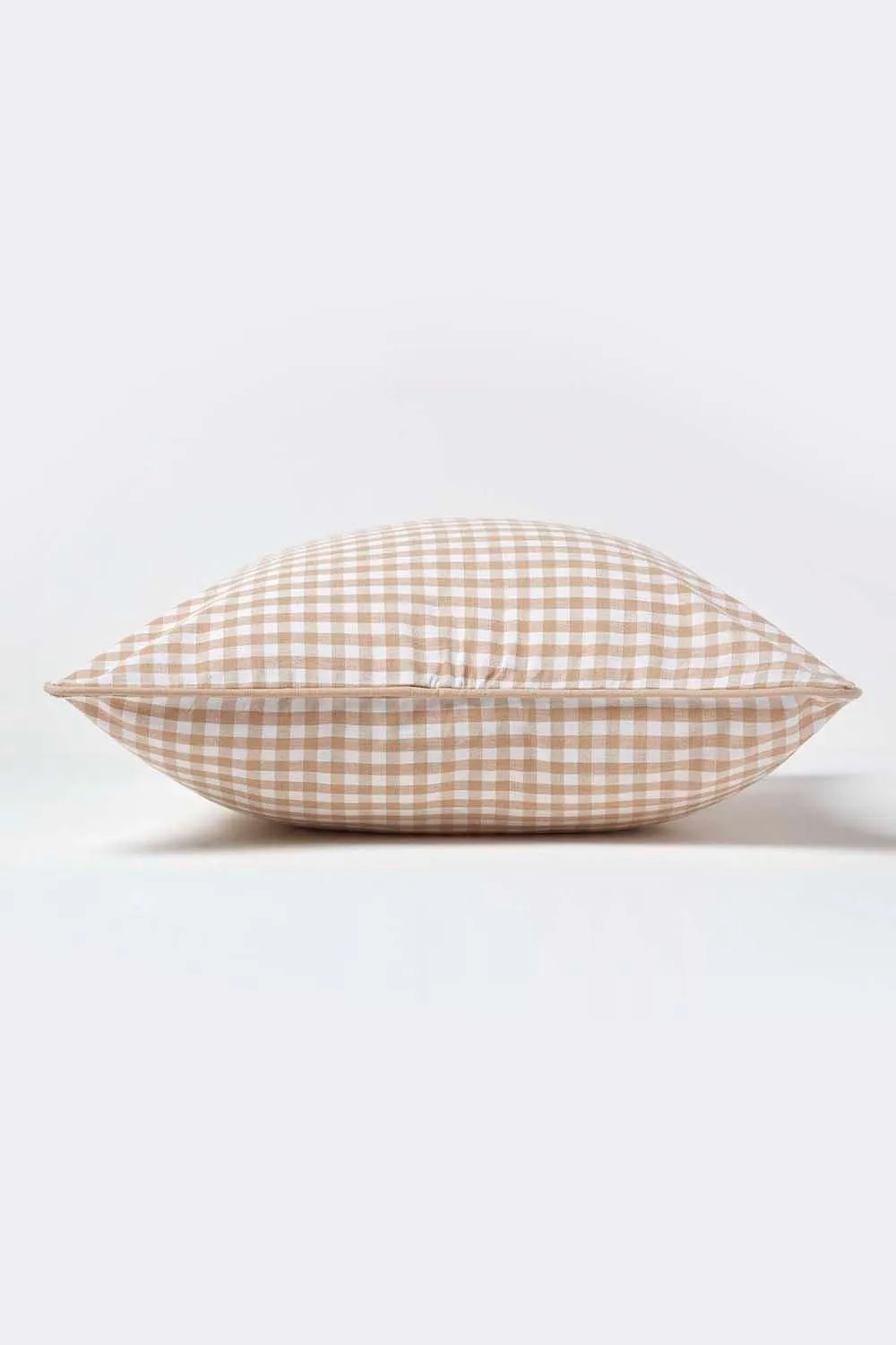 Homescapes Cotton Gingham Check Cushion Cover in Beige 3