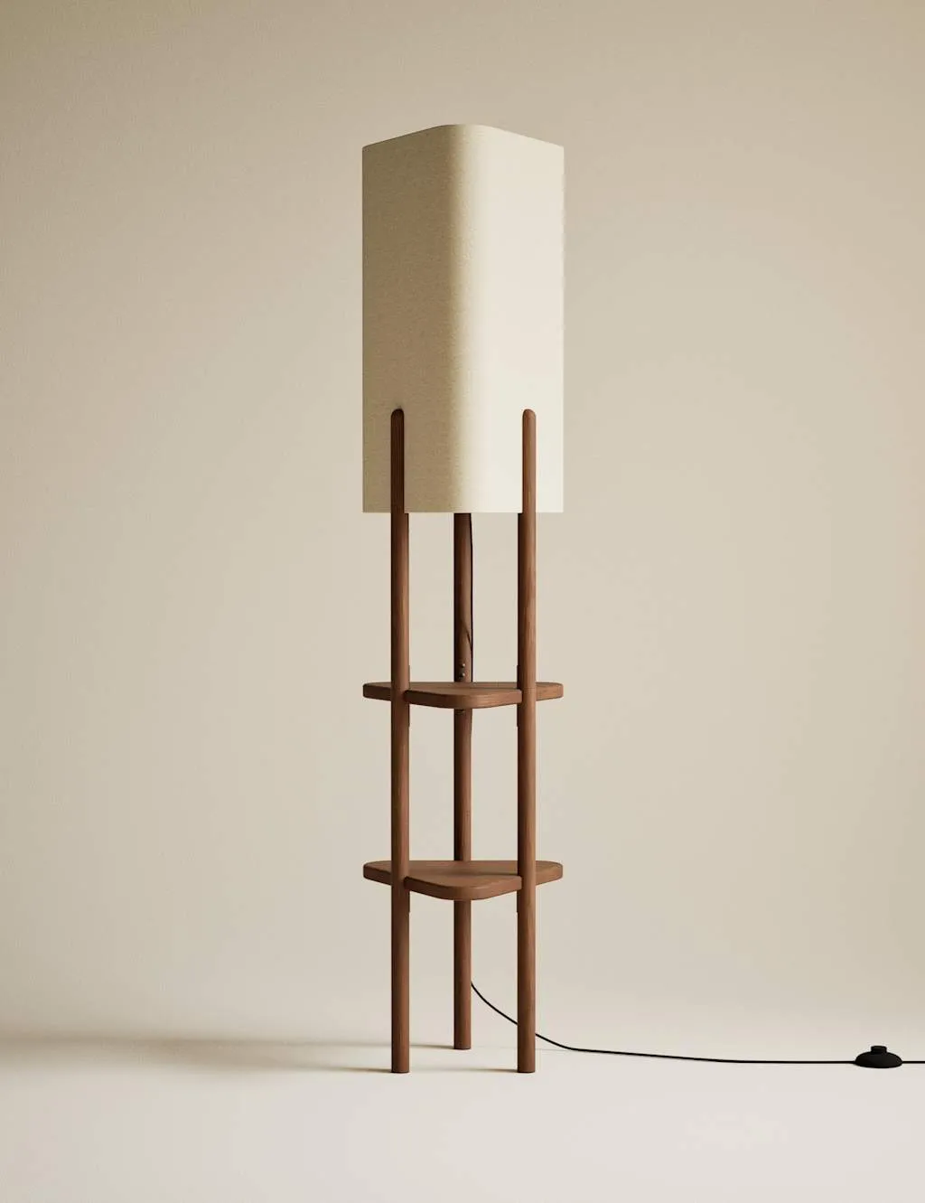 M&S Plectrum Shaded Floor Lamp with Storage Brown
