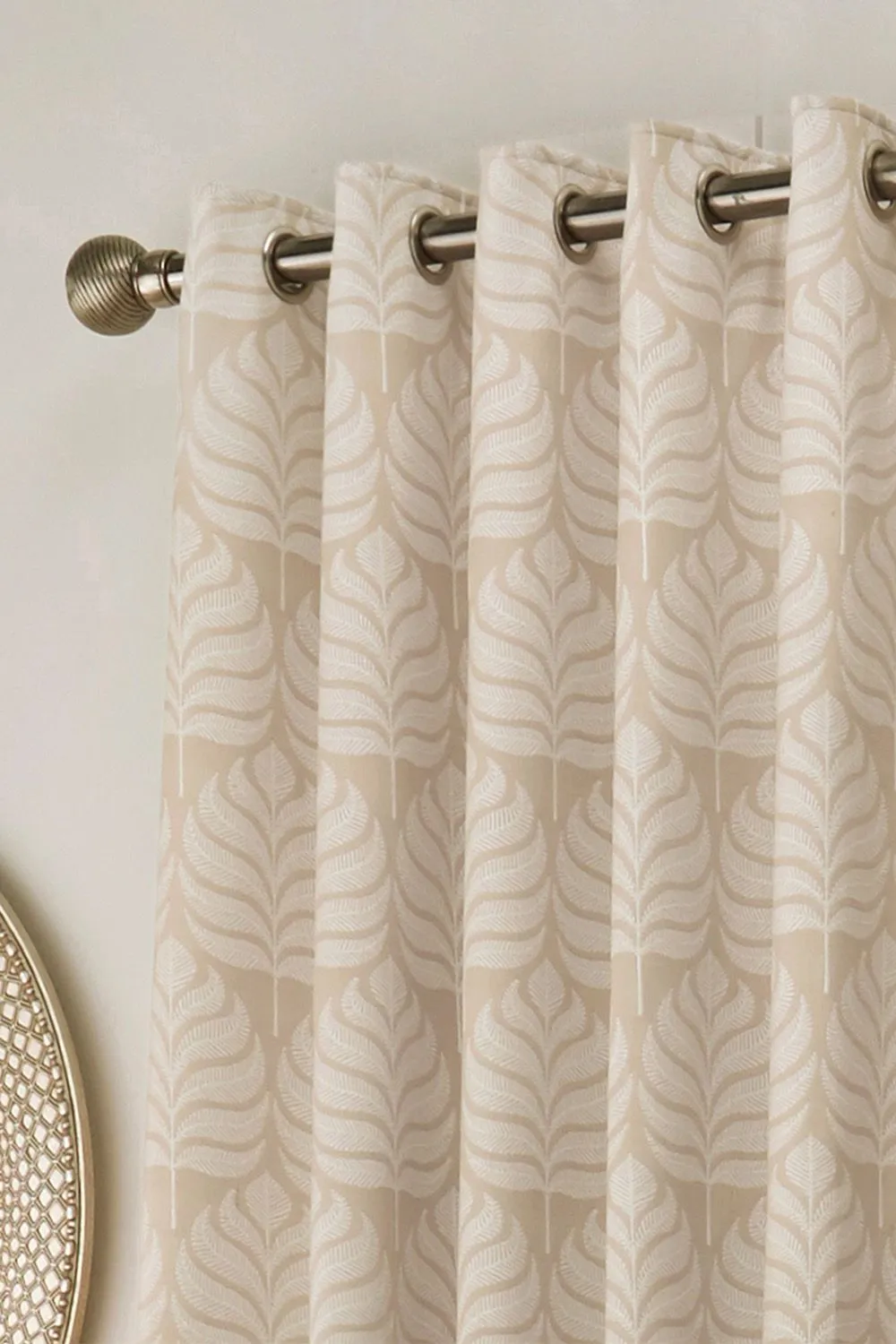 Paoletti Horto Embroidered Botanical Eyelet Curtains in Natural 2