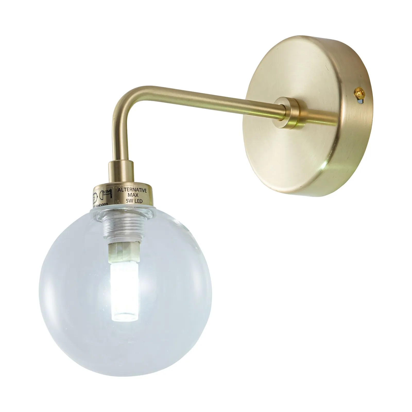 First Choice Lighting Toner - Satin Brass with Clear Glass Globe Wall Light in Gold 2