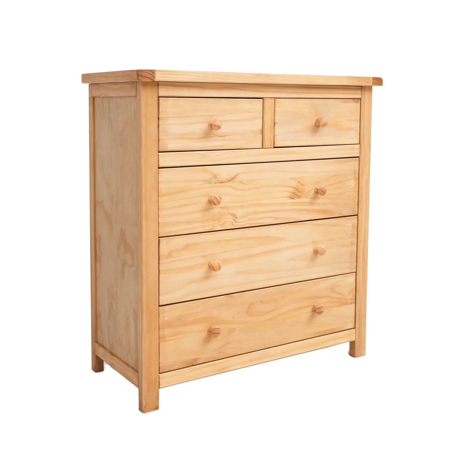 Cabinet Bits Lugo 5 Drawer Chest of Drawers Wood Knob in Light Brown 2