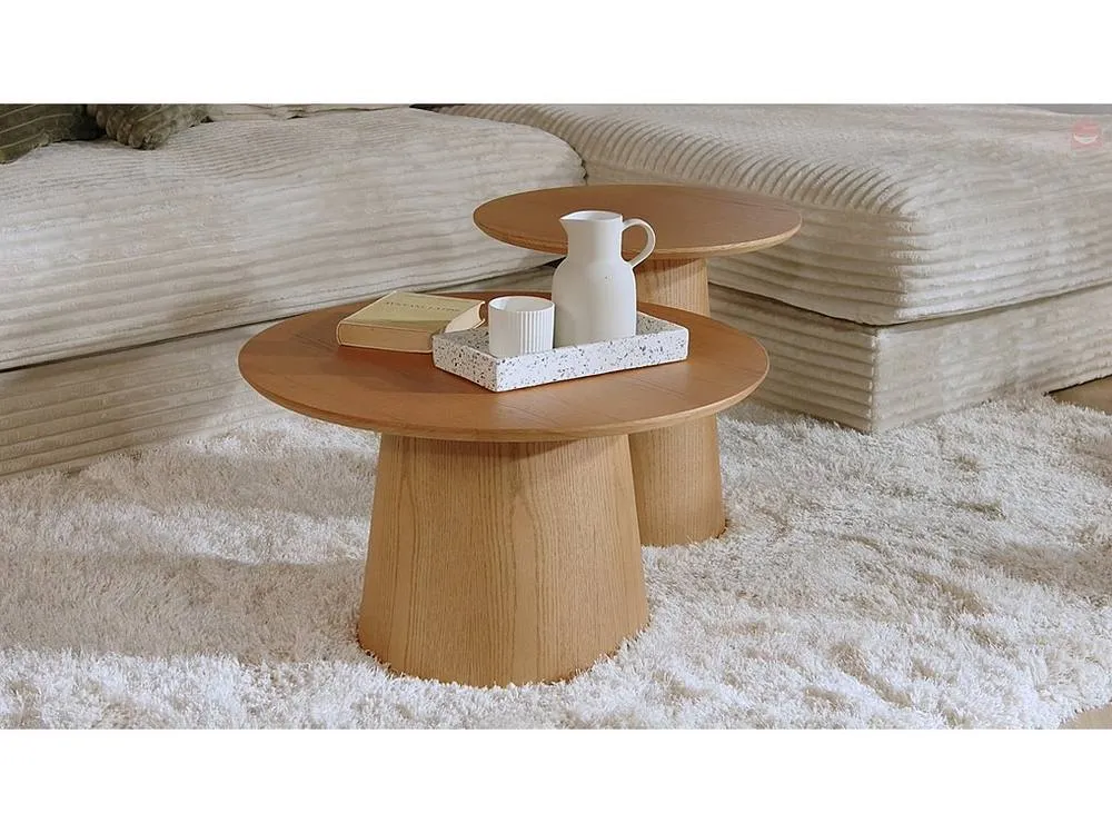 Vente-unique Oak Veneer Nesting Coffee Tables - Black - PIARI 3