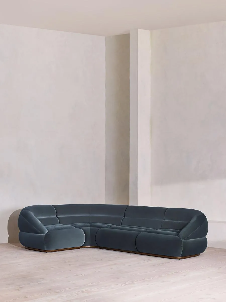 Edison Modular Sofa, L-Shape Sofa, Velvet, Grey Blue