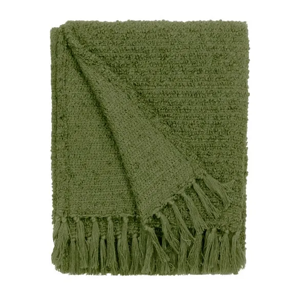 Yard Candar Textured Boucle Throw Khaki, Green