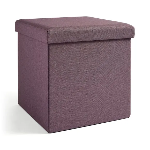 Faux Linen Cube Ottoman 3