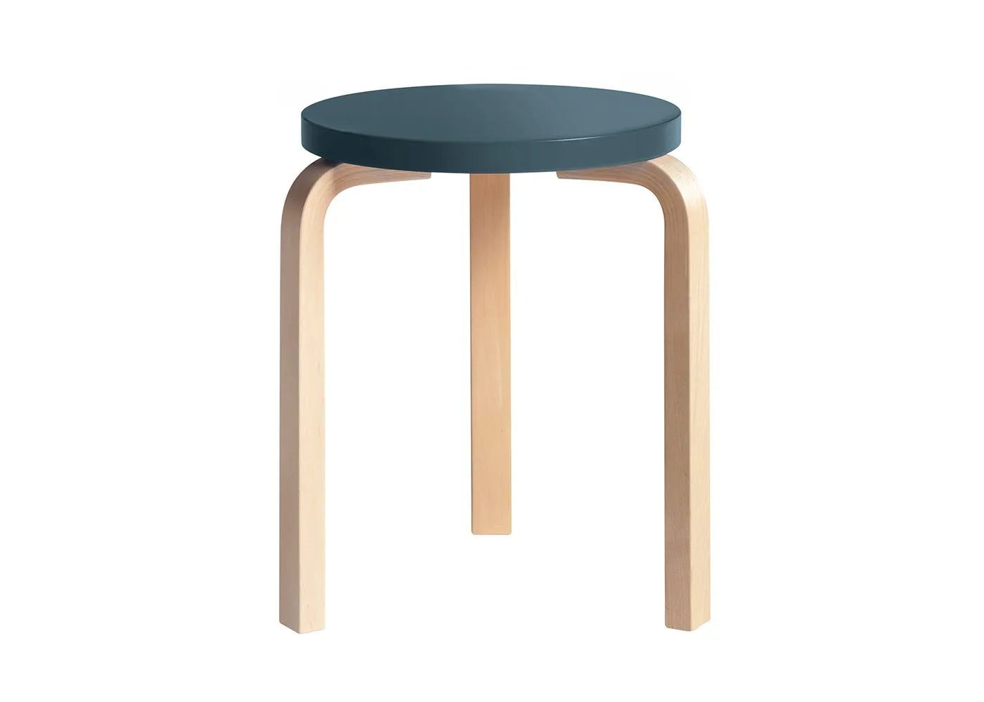 Artek Stool 60 Natural Lacquered Birch Blue Lacquered 1