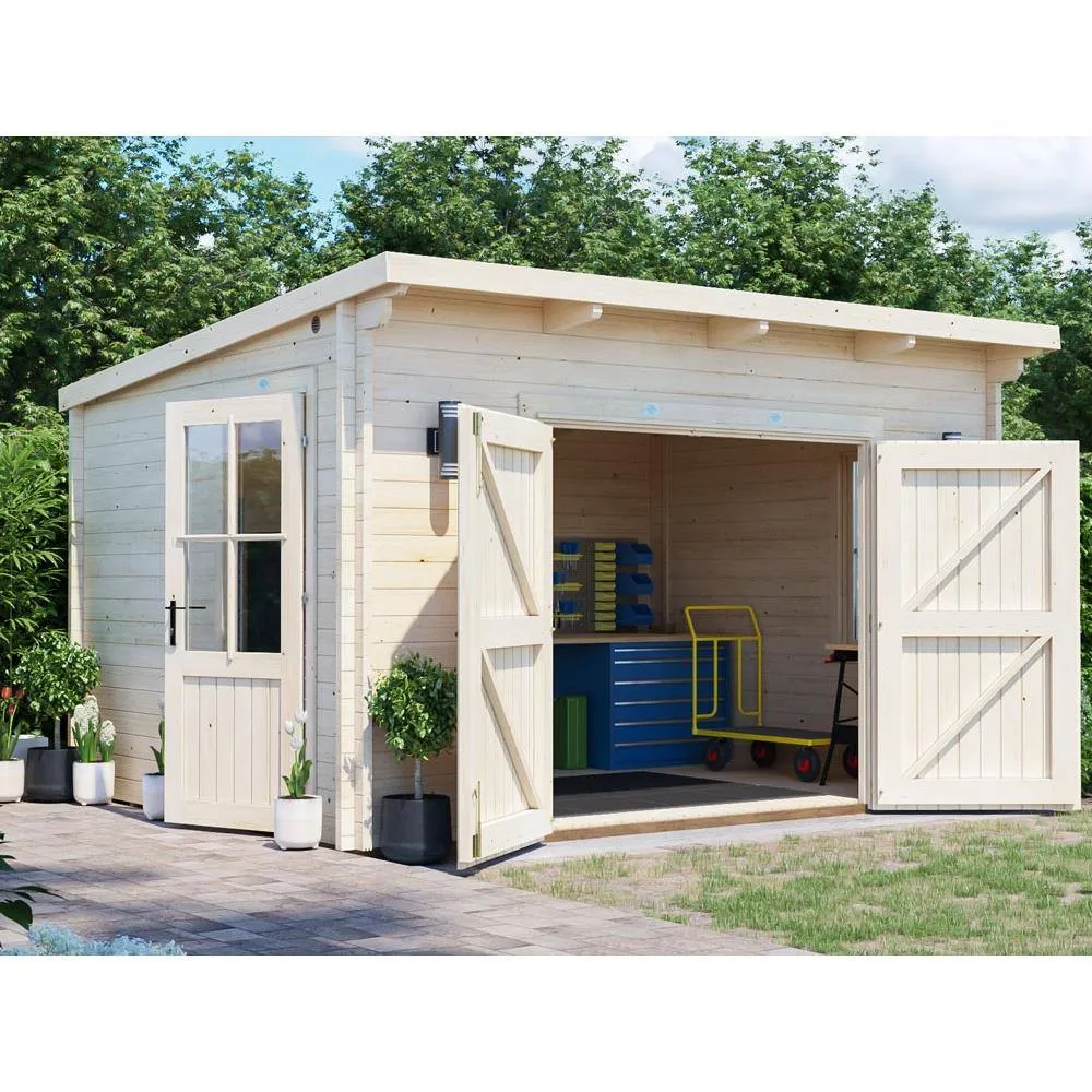 Dunster House Garden Log Cabin 4m x 3m 24mm Double-Glazing, Superfelt Included in Natural 2