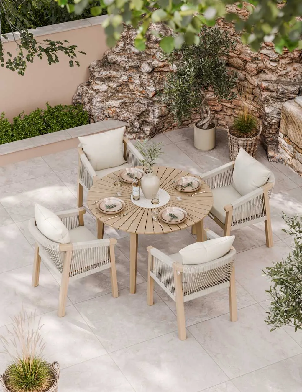 Royalcraft Roma 4 Seater Dining Set Natural Mix