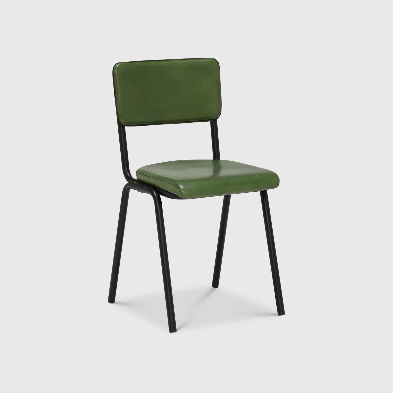 Pure Furniture Twyford Dining Chair, Green Leather | Barker & Stonehouse