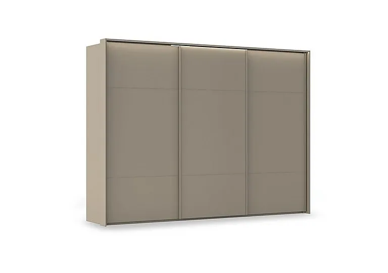 Haven 310cm 3 Door Slider Wardrobe with Décor Doors and Lights