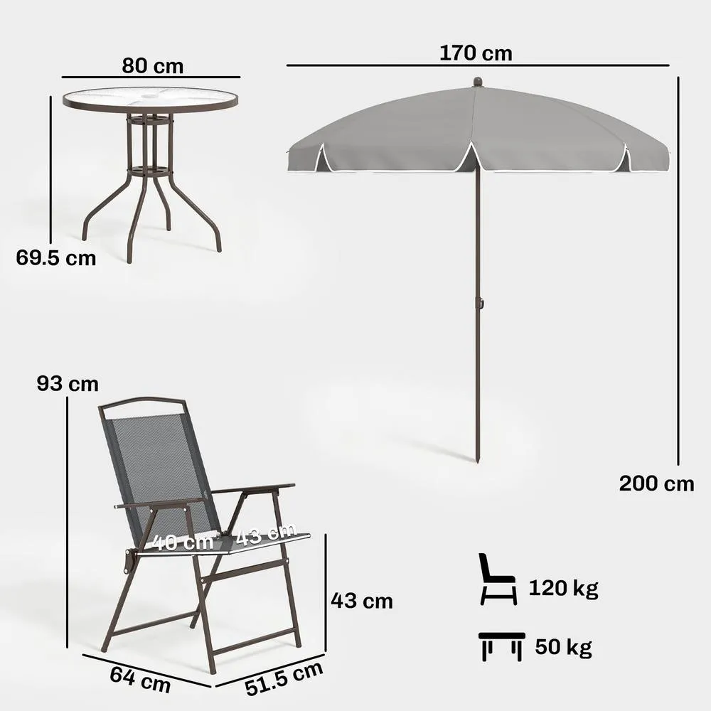 OUTSUNNY Garden Dining Set, Patio Sets with Tempered Glass Table in Dark Grey 3