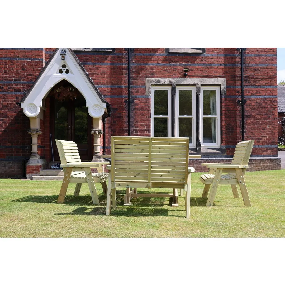 Churnet Valley Garden Furniture Ltd Ergo 8 Seater Square Table & 4 Benches - Minimal Assembly Required in Brown 4