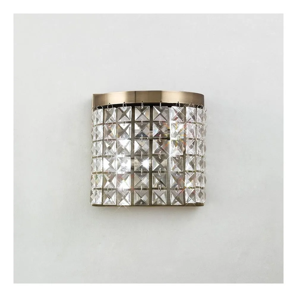 Netlighting Cortina Wall Lamp 2 Light Antique Brass Crystal in Bronze 2