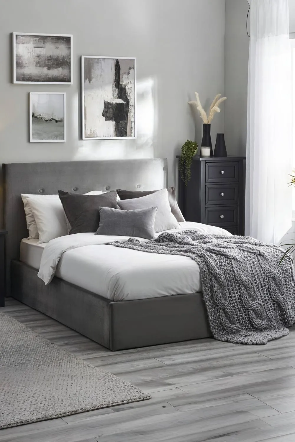 Julian Bowen Shoreditch Upholstered Ottoman Storage Bed in Grey 2