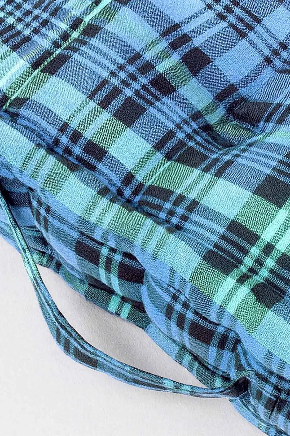 Homescapes Cotton Black Watch Tartan Floor Cushion in Blue 4