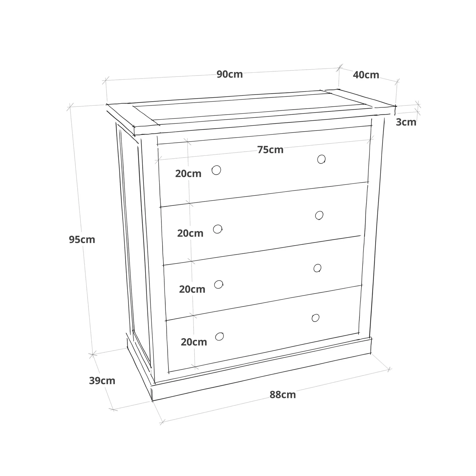 Cabinet Bits Bomporto 4 Drawer Chest of Drawers Brass Cup Handle in Light Grey 4