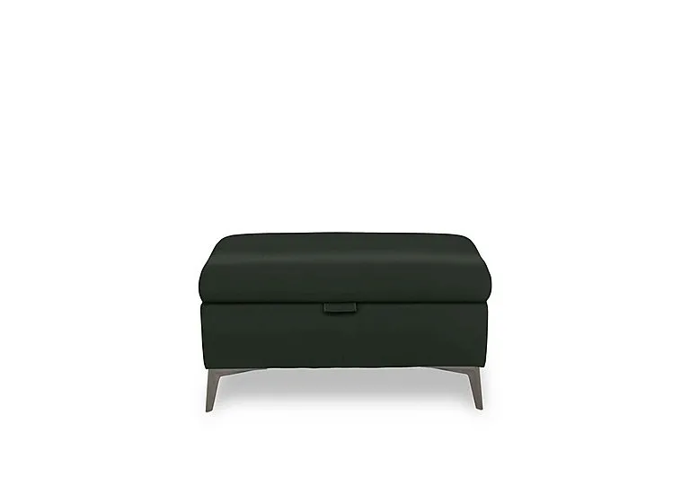 Ezra Leather Storage Footstool - Oslo Pine
