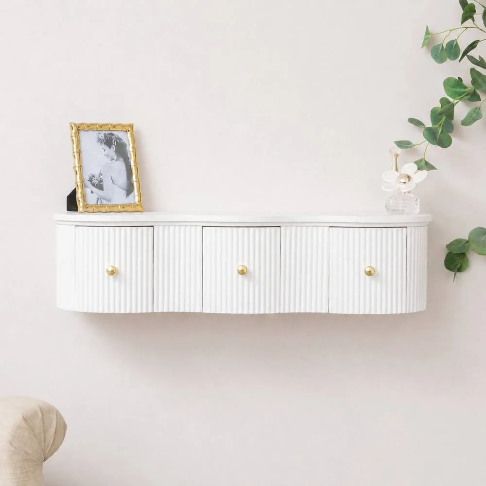 Melody Maison Wall Mounted Floating Console & Dressing Table - Willow White Range