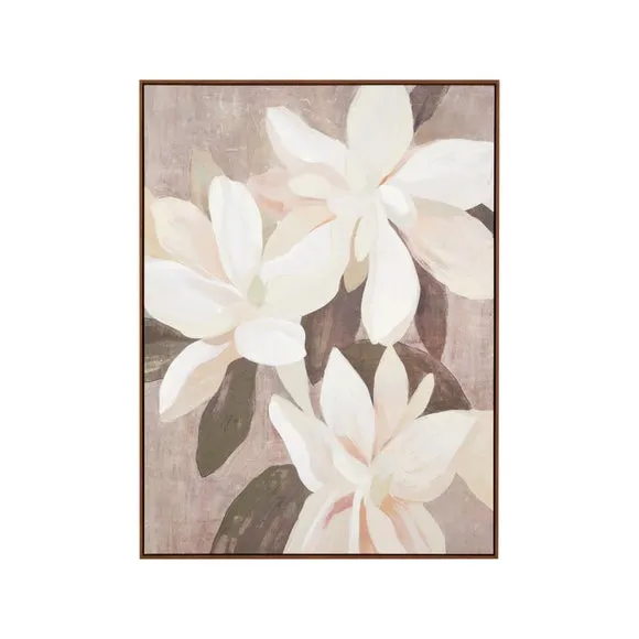 White & Natural Floral Framed Canvas 5