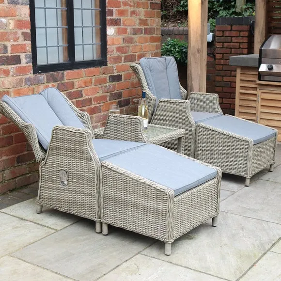 Wentworth 5 Piece Deluxe Reclining Outdoor Chair Set 2