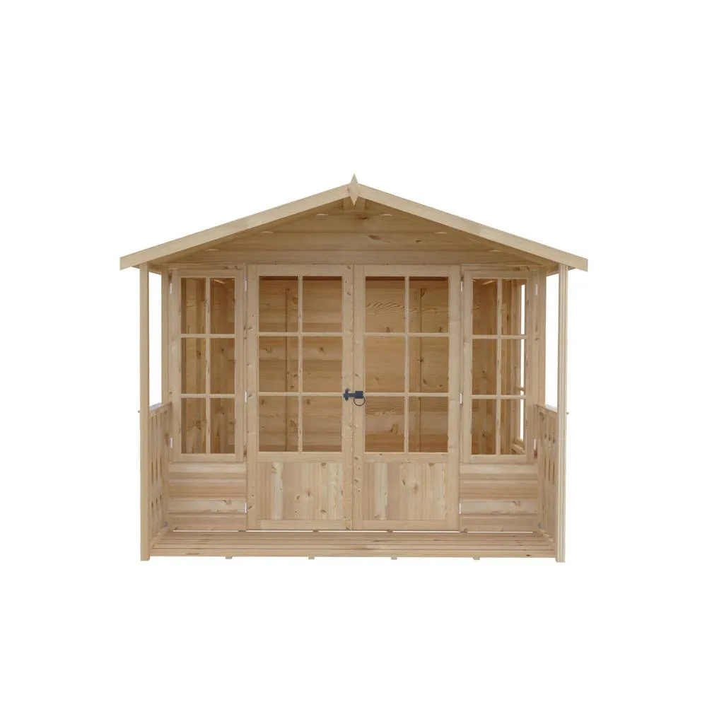 Shires Delmora 8x10 Shiplap Summerhouse with Veranda - L2992xW2456xH2174 mm in Light Brown