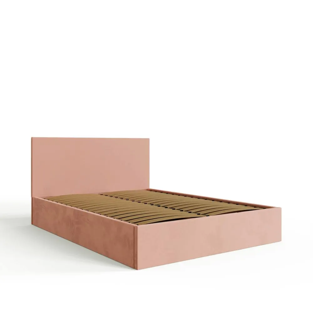 GFW End Lift Ottoman Storage Bed Velvet in Pink 5