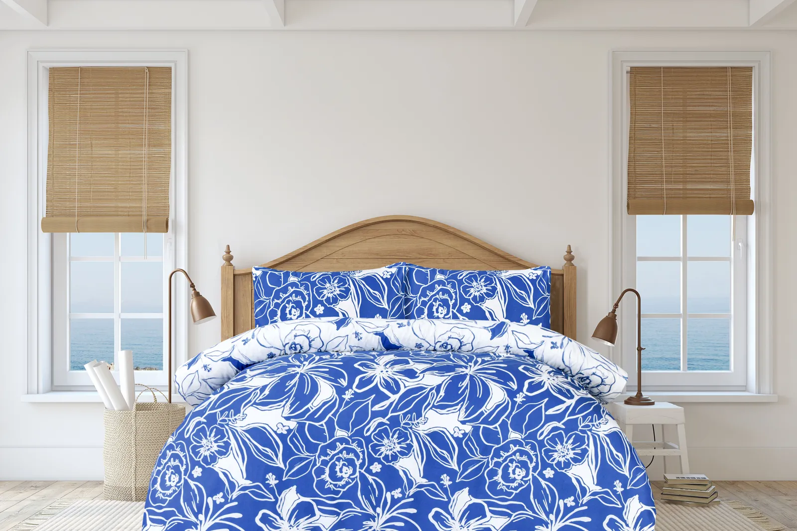 Smart Living Luxury Super Soft Reversible Hawaiian Tropic Duvet Cover with Pillowcase in Blue