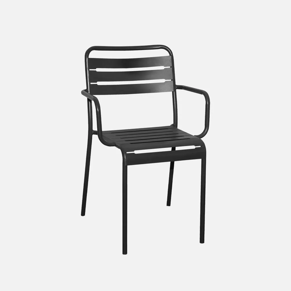 sweeek 6-seater Metal Garden Table With 2 Armchairs & 4 Chairs in Dark Grey 6