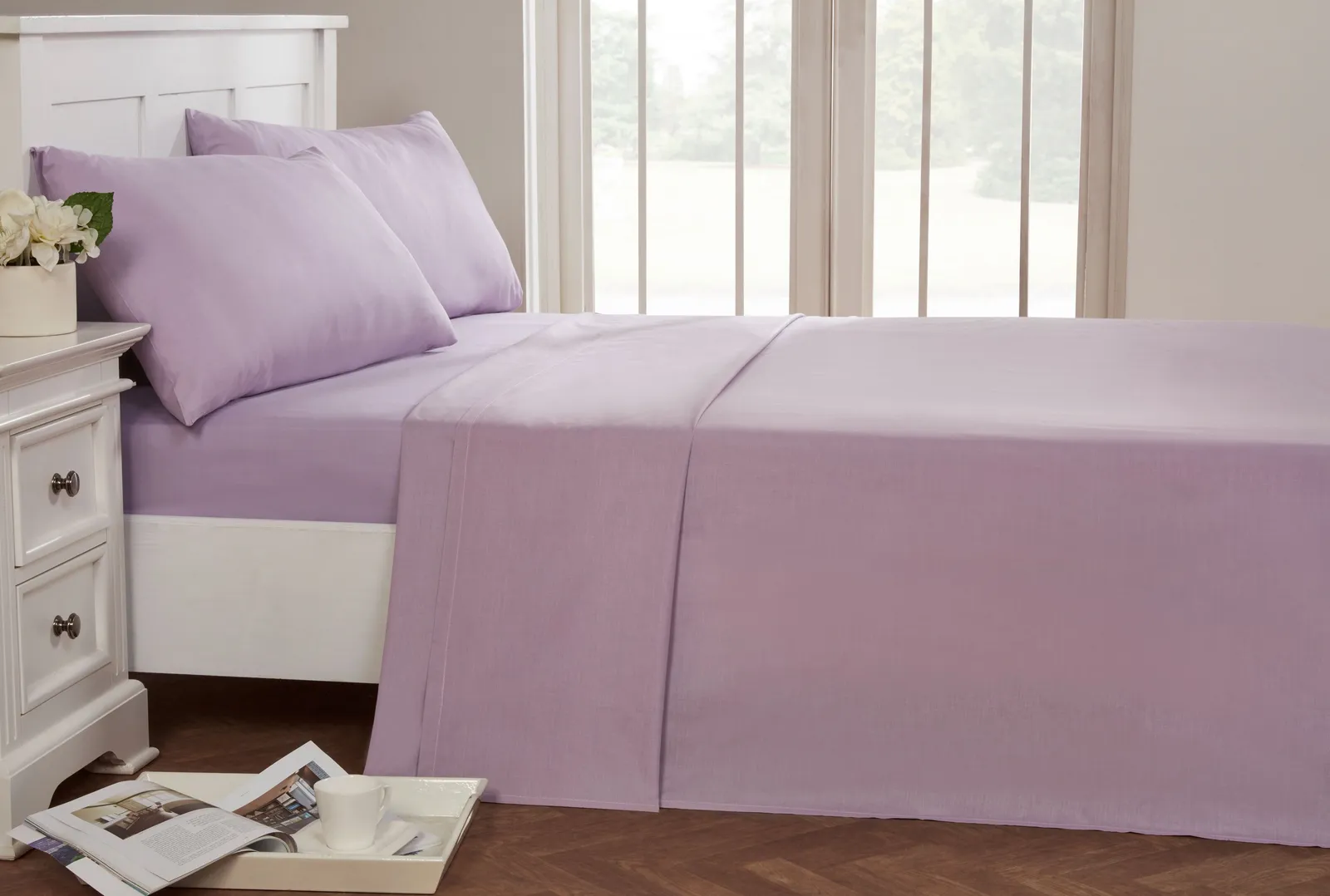 Rapport Home 56P Polycotton Housewife Pillowcase Pair (75 x 50 cm) in Lilac 2