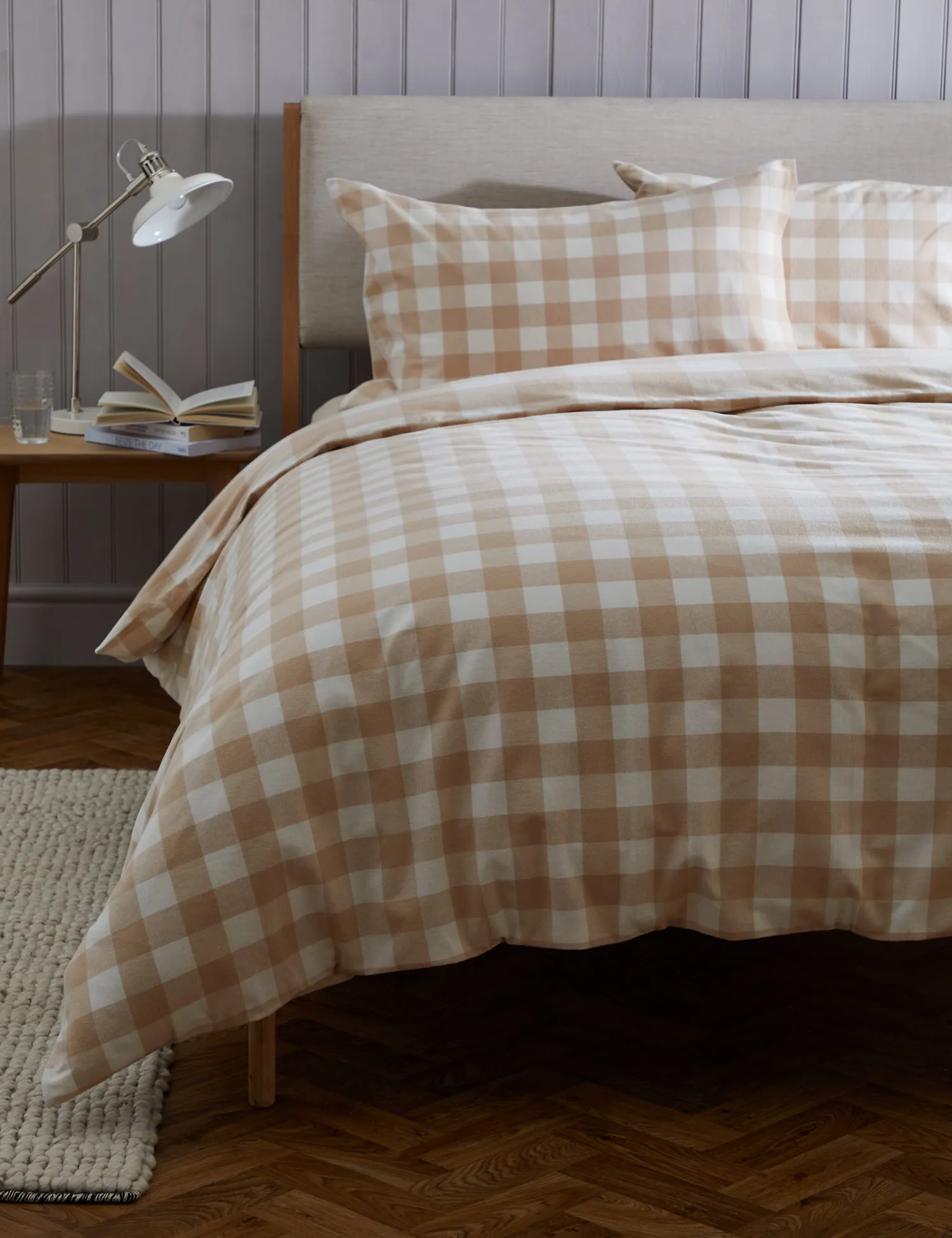 M&S Pure Brushed Cotton Gingham Bedding Set