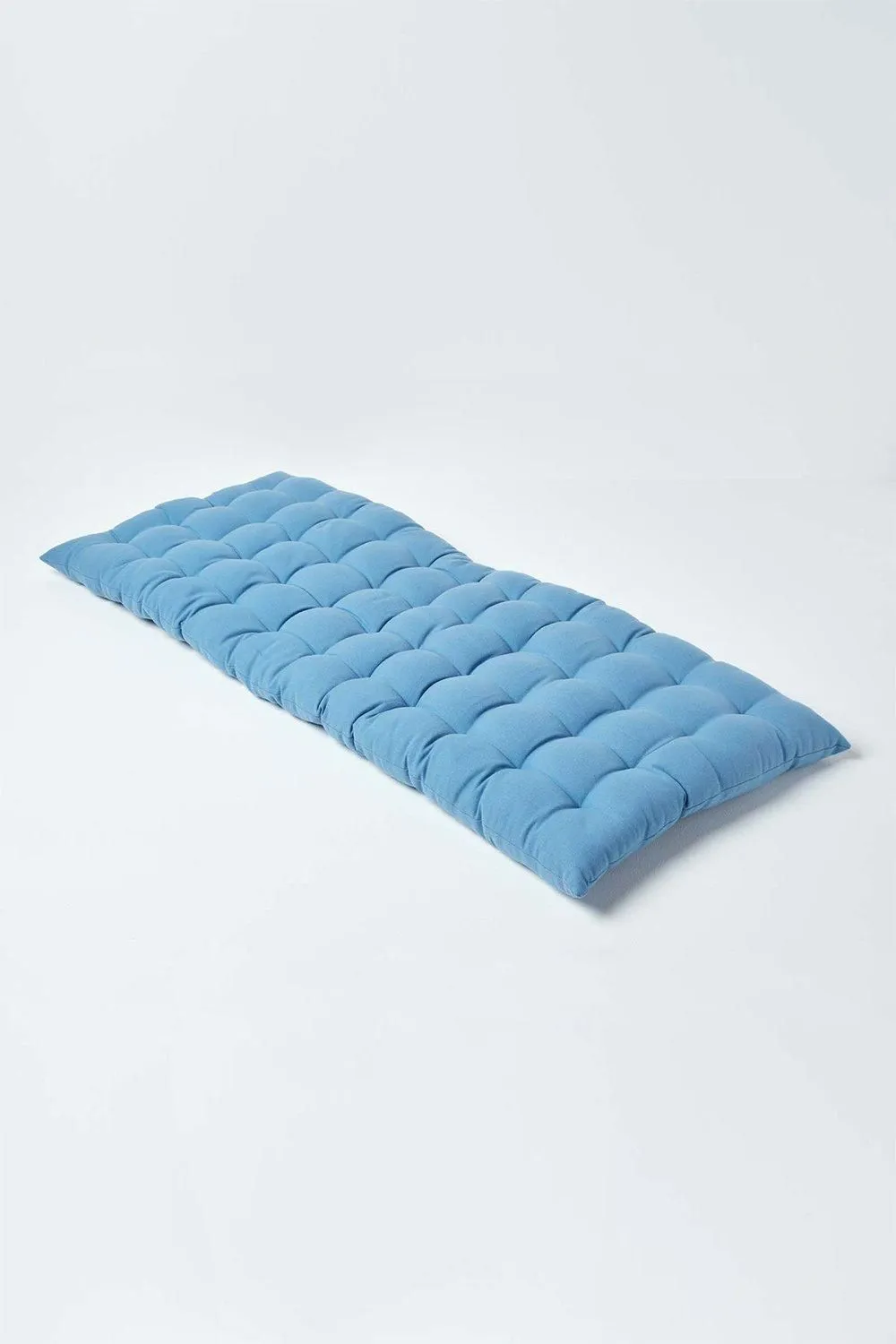 Homescapes Garden Bench Cushion Luxury 3 Seater Cotton Indoor Outdoor Pad, 143 x 48cm in Blue 1