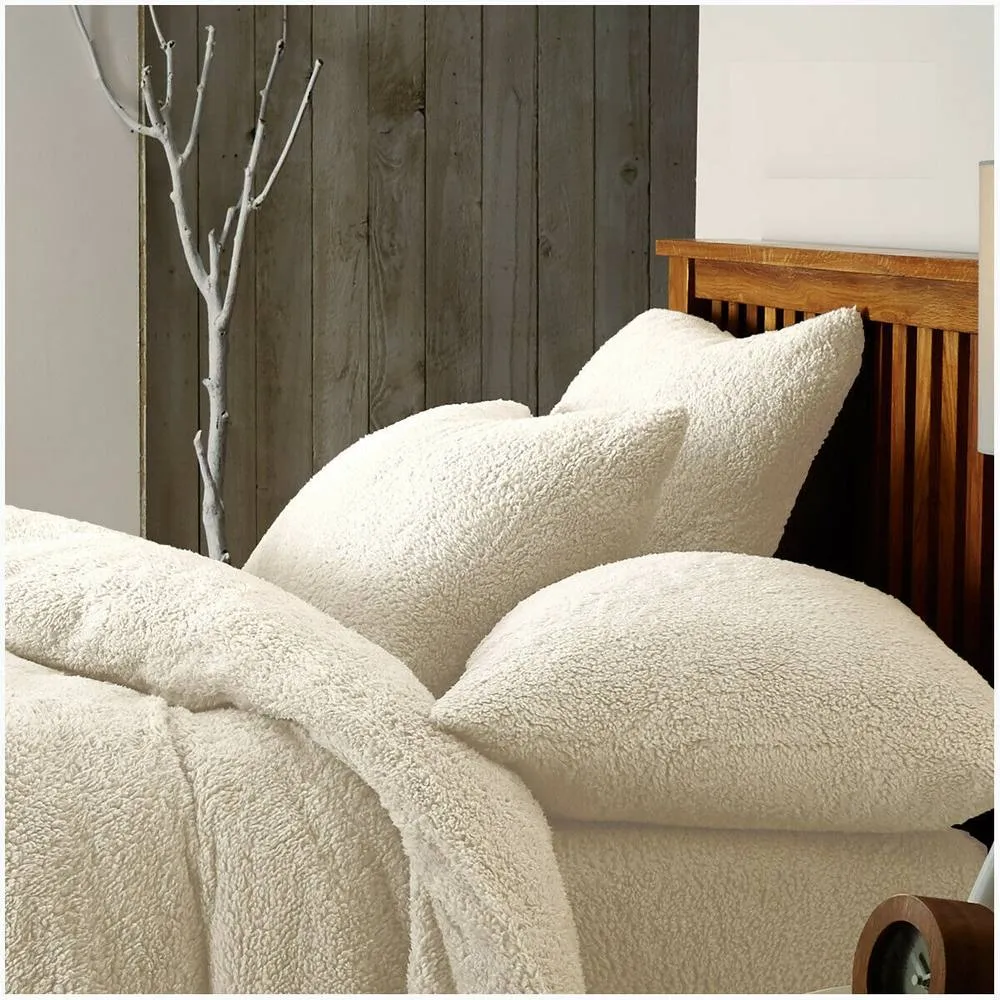 Smart Living Luxury Teddy Plain Duvet Cover & Pillowcase Set in Cream 3