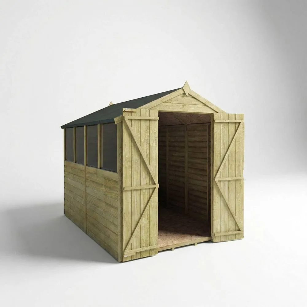 Mercia 8 x 6 Feet Double Door Overlap Apex Shed - L240.4 x W190.5 x H198.6 cm in Light Tan 5