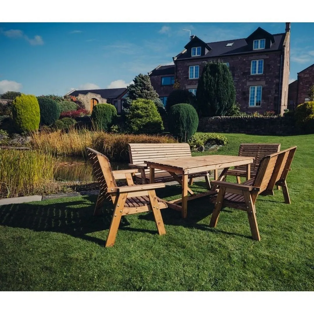 Churnet Valley Garden Furniture Ltd Valley Seat 10 Set 2X2B 2X3B Table - Minimal Assembly Required in Brown