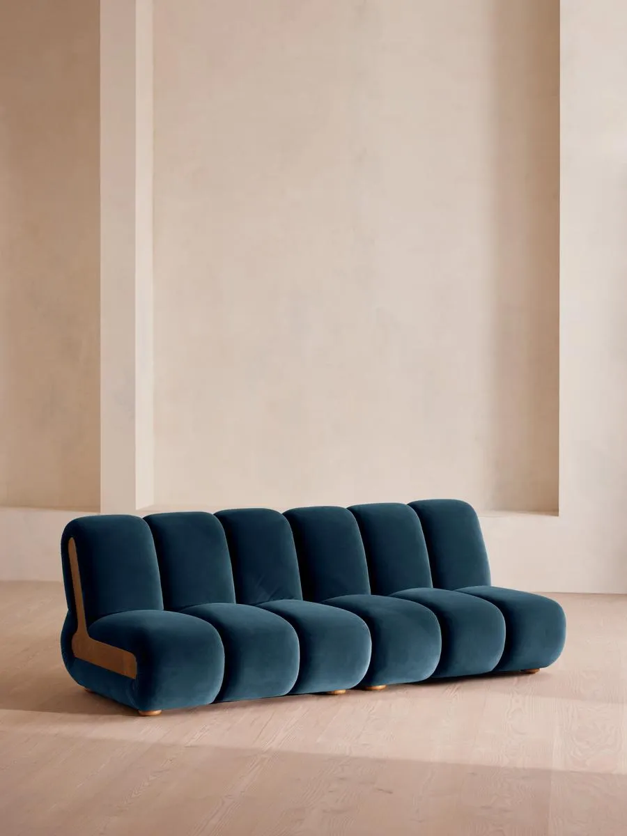 Noelle Modular Sofa, Four Seater, Velvet, Royal Blue