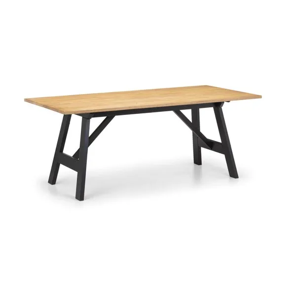 Hockley 6 Seater Rectangular Dining Table, Natural & Black 2