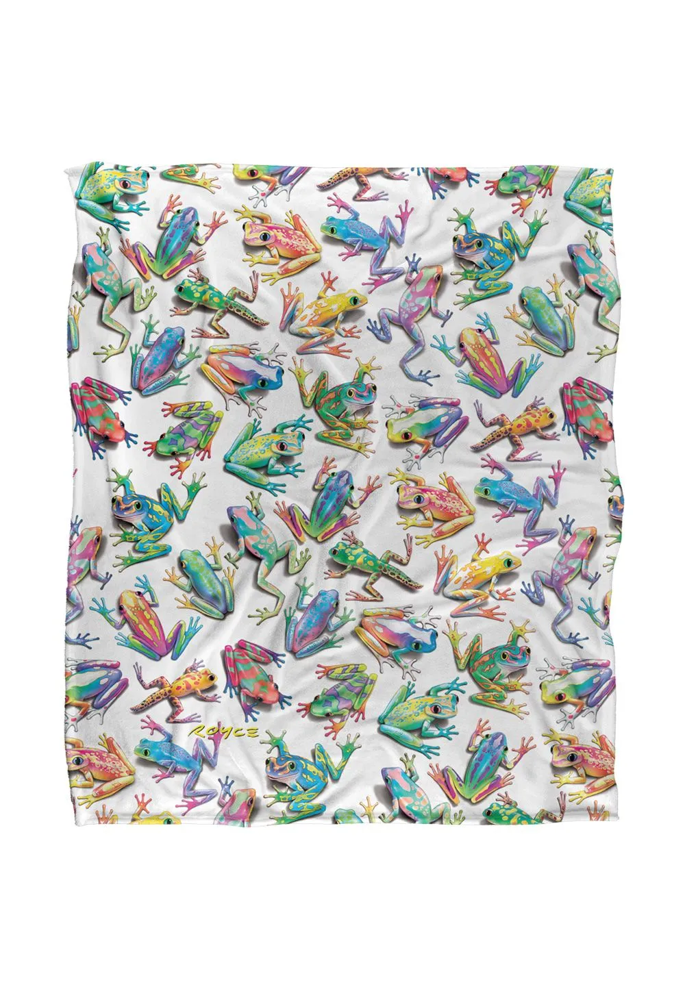JQ Licensing Royce Mcclure Sticky Fingers Frog Pattern Silky Touch Super Soft Throw Blanket 152 X 127 cm in White