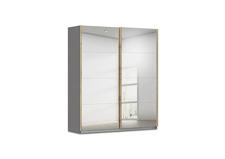 Flavia 181cm 2 Door Decor Mirror Sliding Wardrobe - Metallic Grey