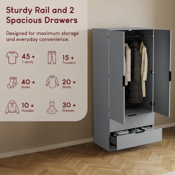 Hayes 2 Drawer Double Wardrobe 4