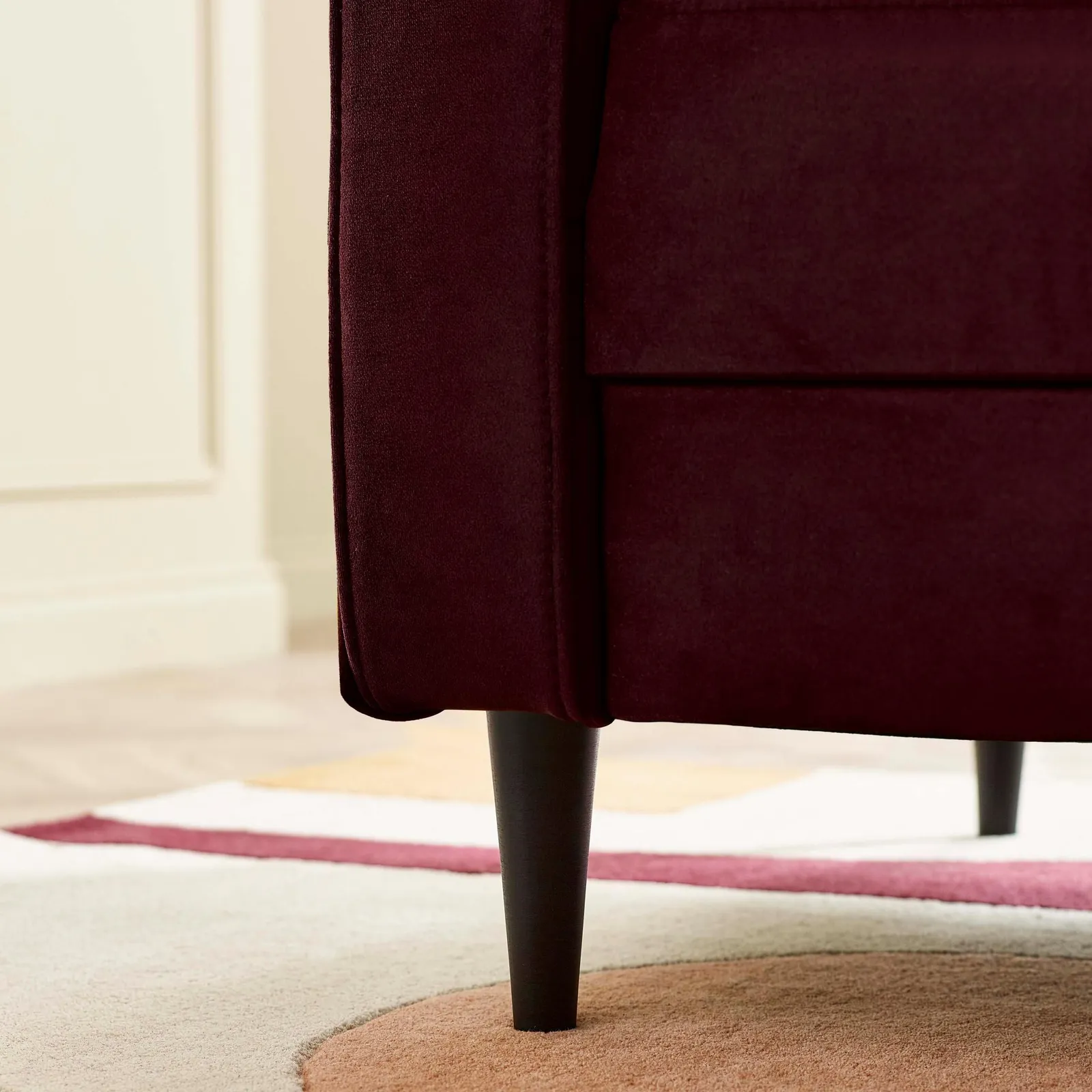 FurnitureboxUK Jade 2-Seater Soft Touch Velvet Sofa With Solid Wood Frame in Maroon 6