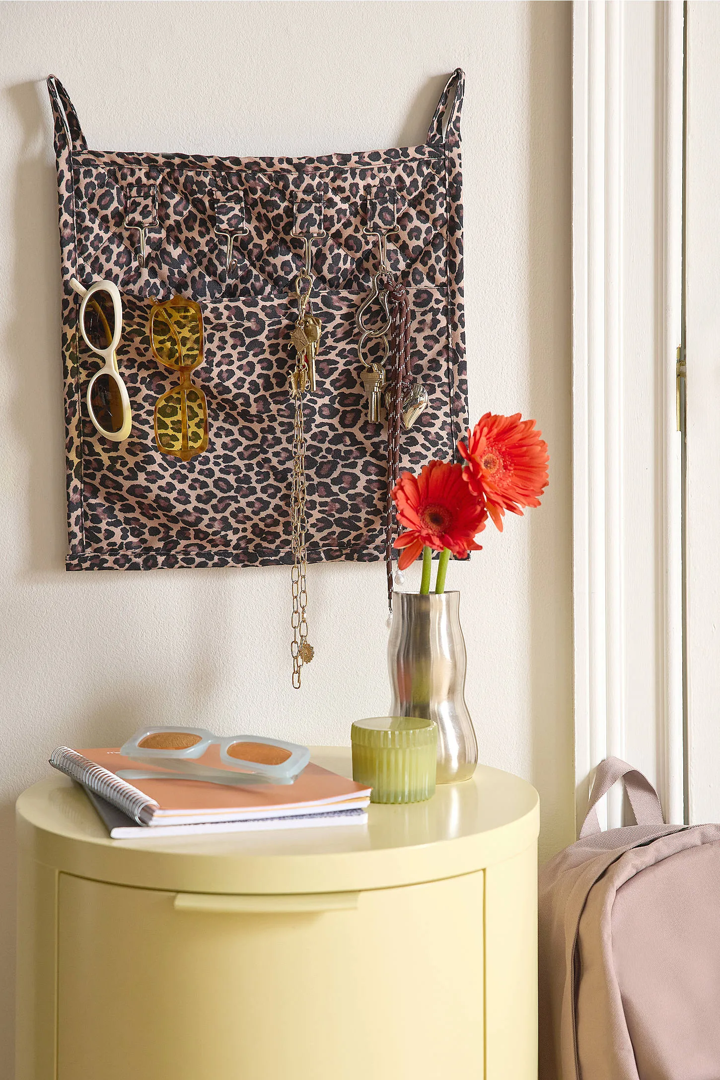 Leopard Print Entryway Hanging Storage - Brown