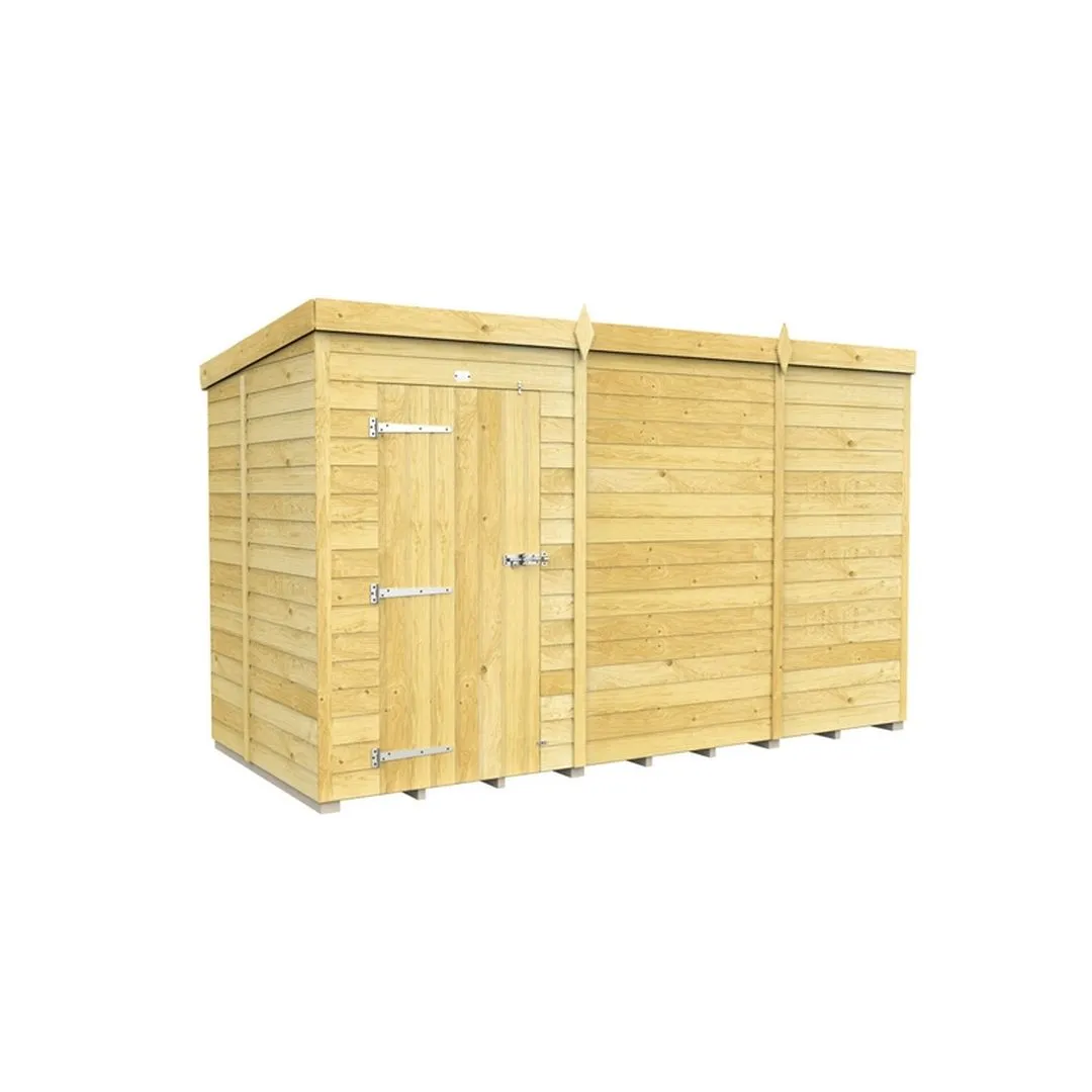 Buttercup Farm 11 x 5 Feet Pent Shed - Single Door W/O Window - L147 x W329 x H201 cm in Brown