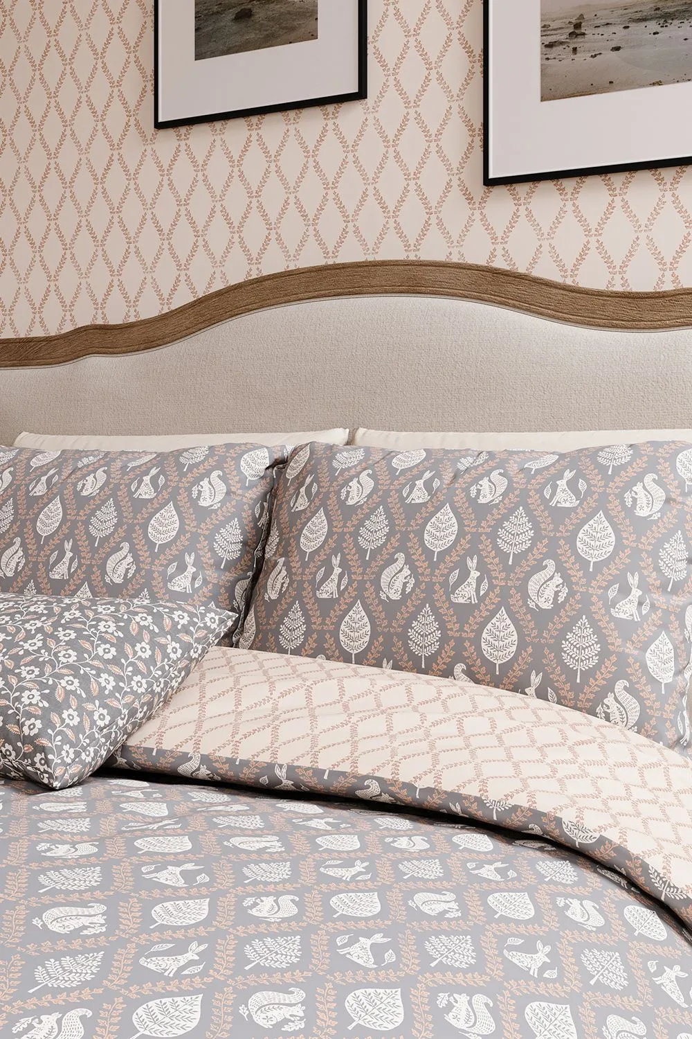 Helena Springfield 'Woodland Trellis' Cotton Duvet Cover Set in Grey 2