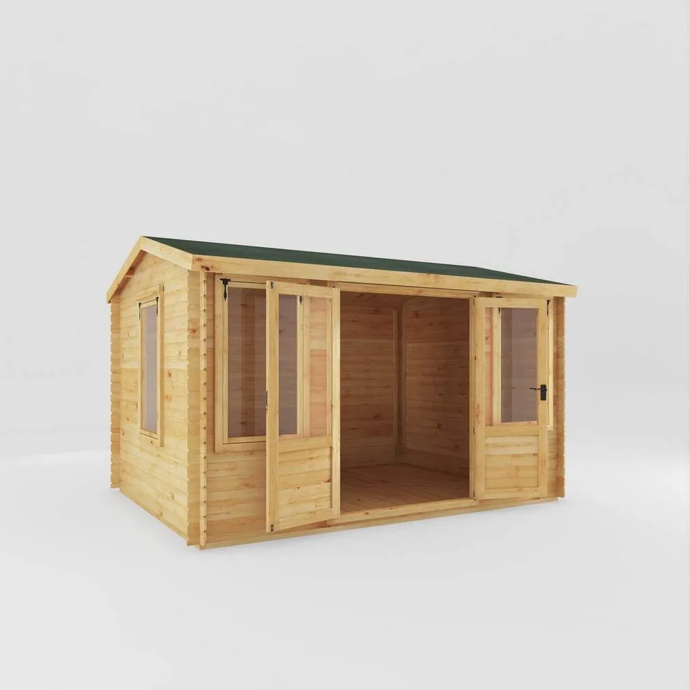 Mercia 4 x 3 m Reverse Apex Log Cabin - 19 mm - L313.3 x W402.8 x H259.5 cm in Brown 2